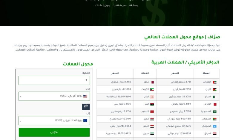 أدوات تحويل العملات المجانية: مقارنة بين الأفضل ولماذا يبرز موقع صرّاف؟ أدوات تحويل العملات المجانية: مقارنة بين الأفضل ولماذا يبرز موقع صرّاف؟